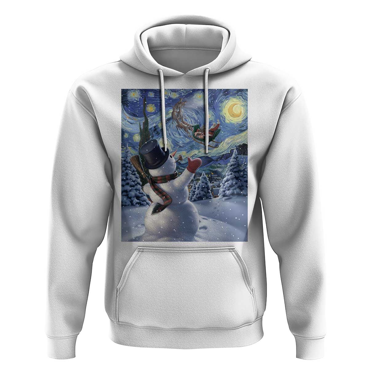 Christmas Snowman Starry Night Hoodie - Wonder Print Shop