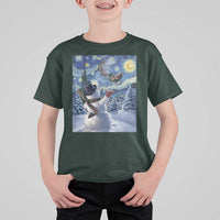 Christmas Snowman Starry Night T Shirt For Kid - Wonder Print Shop