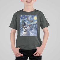 Christmas Snowman Starry Night T Shirt For Kid - Wonder Print Shop