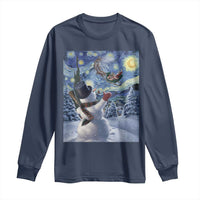 Christmas Snowman Starry Night Long Sleeve Shirt - Wonder Print Shop