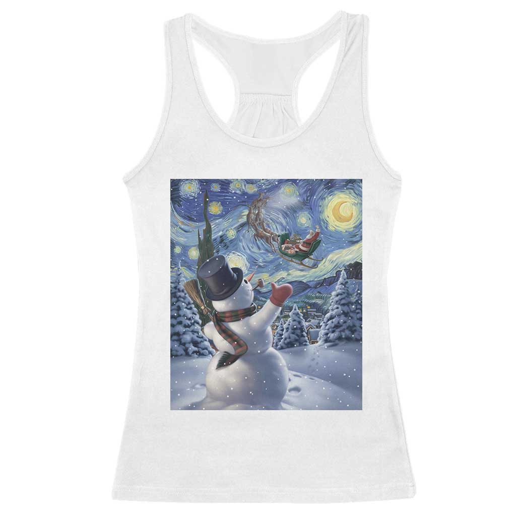 Christmas Snowman Starry Night Racerback Tank Top - Wonder Print Shop