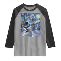 Christmas Snowman Starry Night Raglan Shirt - Wonder Print Shop