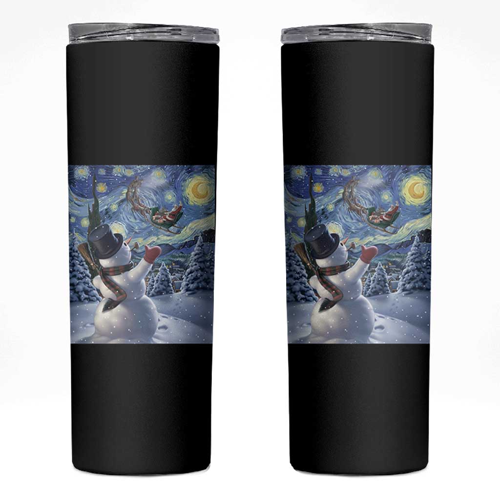 Christmas Snowman Starry Night Skinny Tumbler - Wonder Print Shop