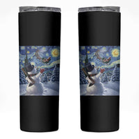 Christmas Snowman Starry Night Skinny Tumbler - Wonder Print Shop