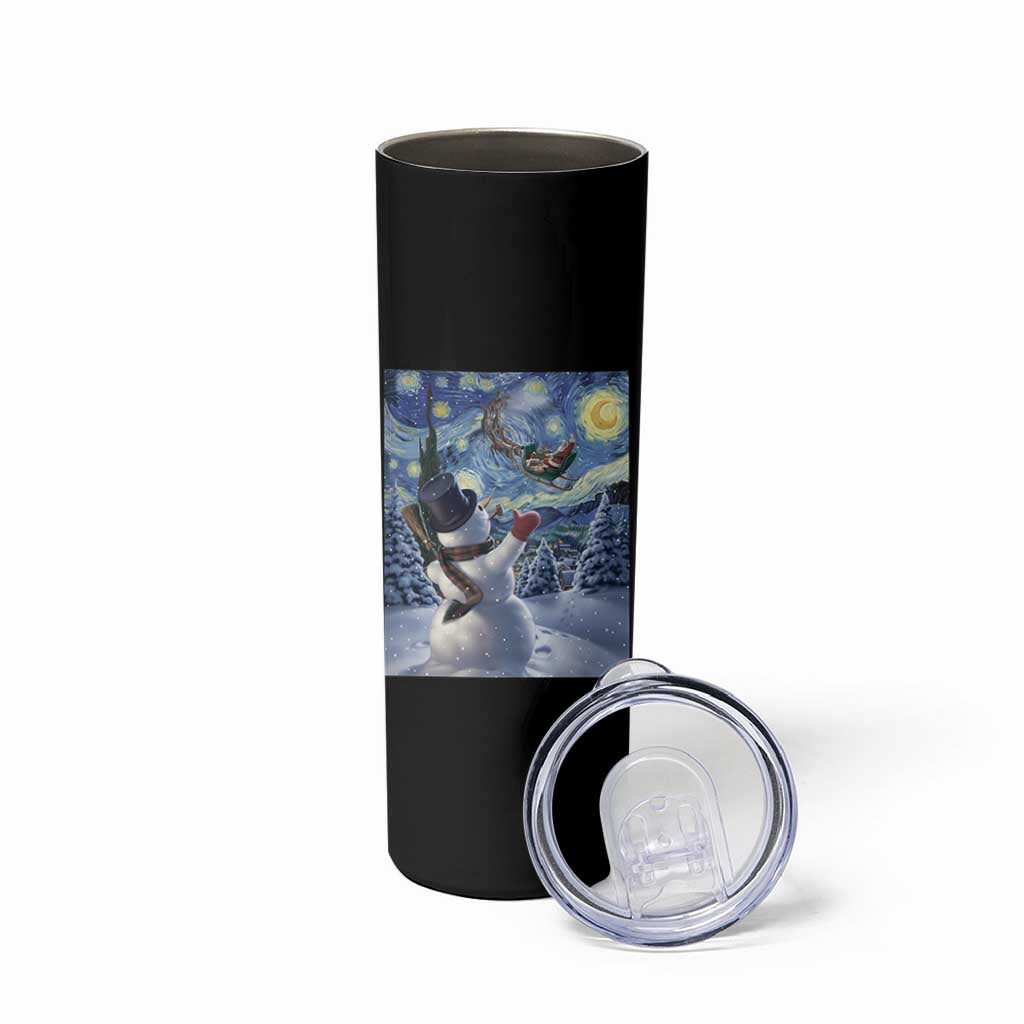 Christmas Snowman Starry Night Skinny Tumbler - Wonder Print Shop