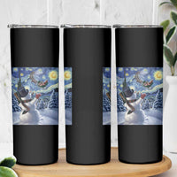 Christmas Snowman Starry Night Skinny Tumbler - Wonder Print Shop