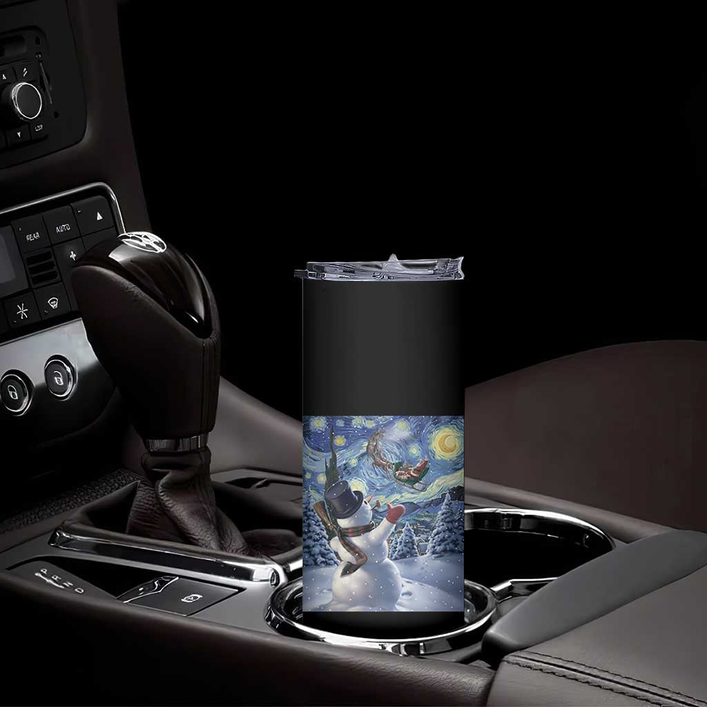 Christmas Snowman Starry Night Skinny Tumbler - Wonder Print Shop