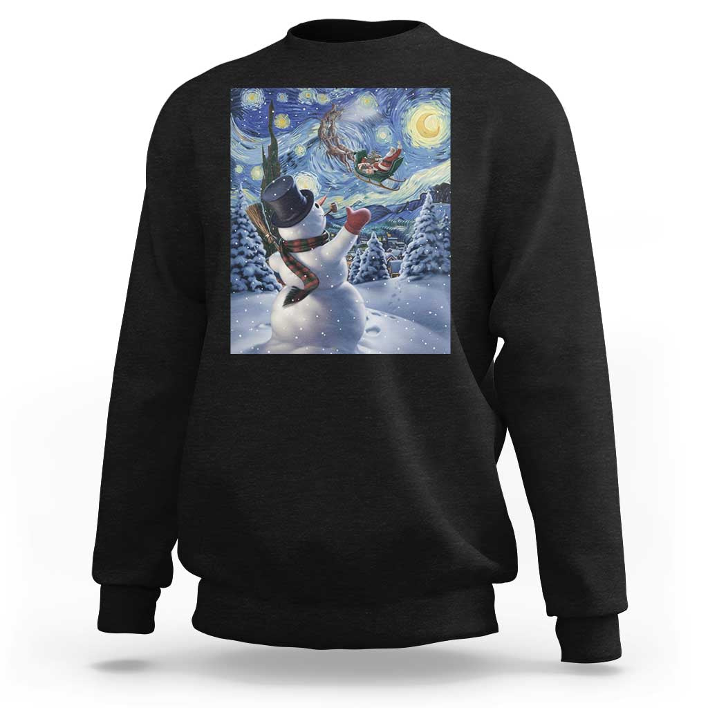 Christmas Snowman Starry Night Sweatshirt - Wonder Print Shop