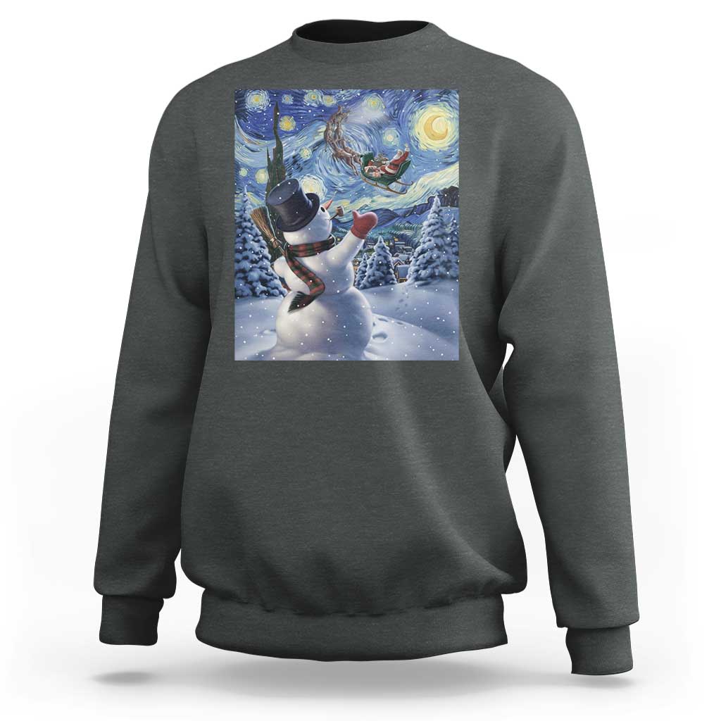 Christmas Snowman Starry Night Sweatshirt - Wonder Print Shop