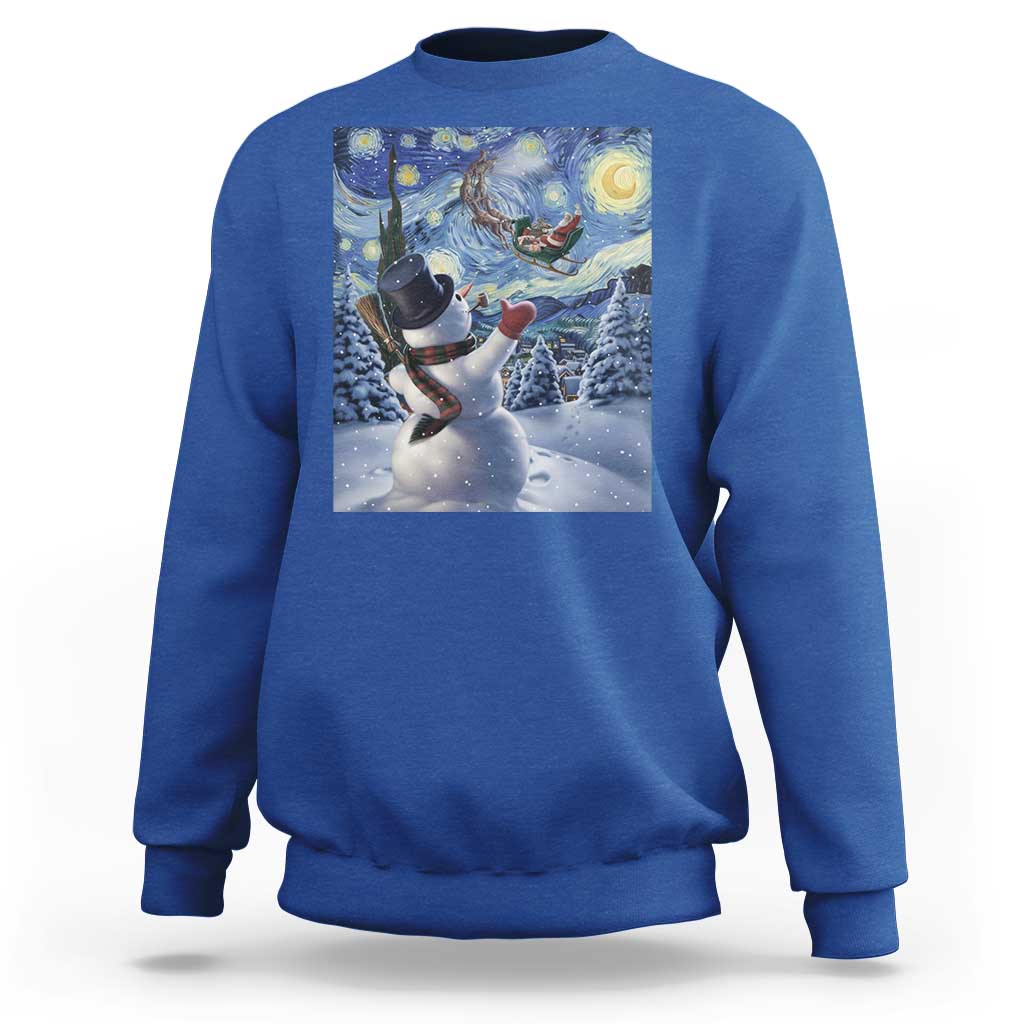 Christmas Snowman Starry Night Sweatshirt - Wonder Print Shop