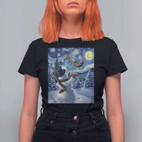 Christmas Snowman Starry Night T Shirt For Women - Wonder Print Shop