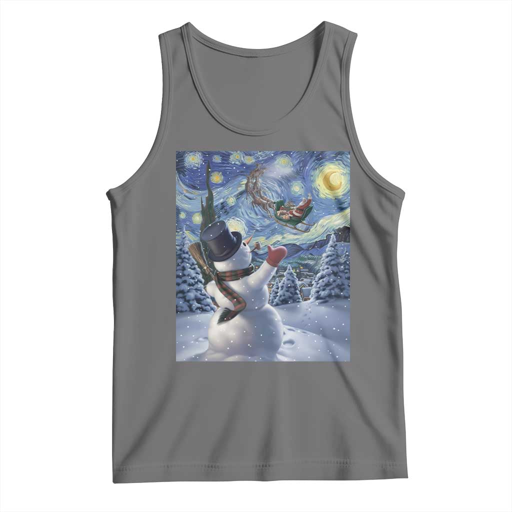 Christmas Snowman Starry Night Tank Top - Wonder Print Shop