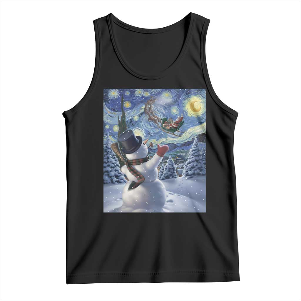 Christmas Snowman Starry Night Tank Top - Wonder Print Shop