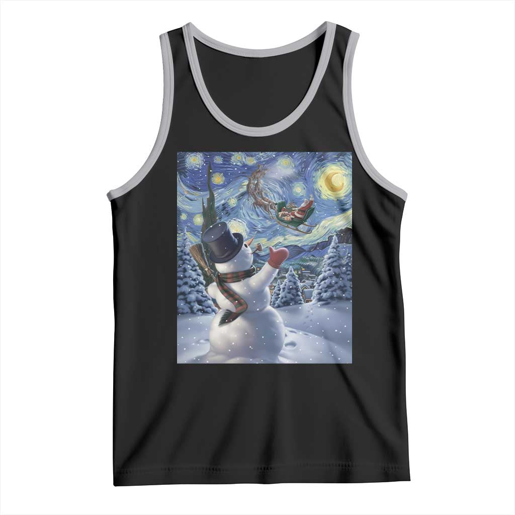 Christmas Snowman Starry Night Tank Top - Wonder Print Shop
