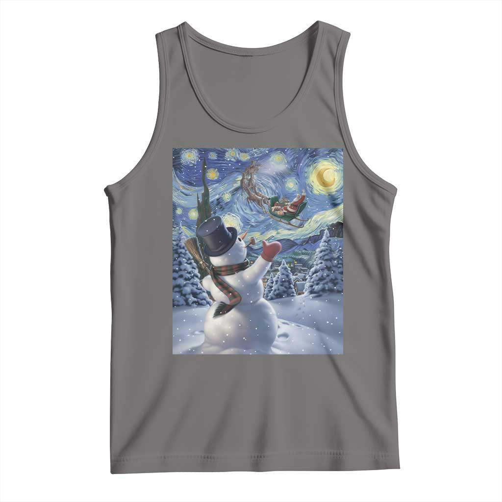 Christmas Snowman Starry Night Tank Top - Wonder Print Shop