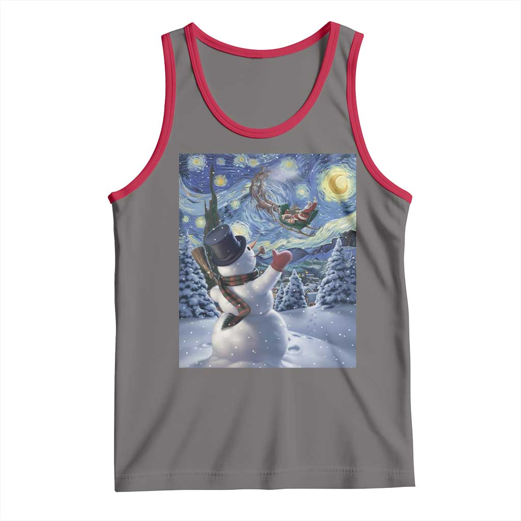 Christmas Snowman Starry Night Tank Top - Wonder Print Shop