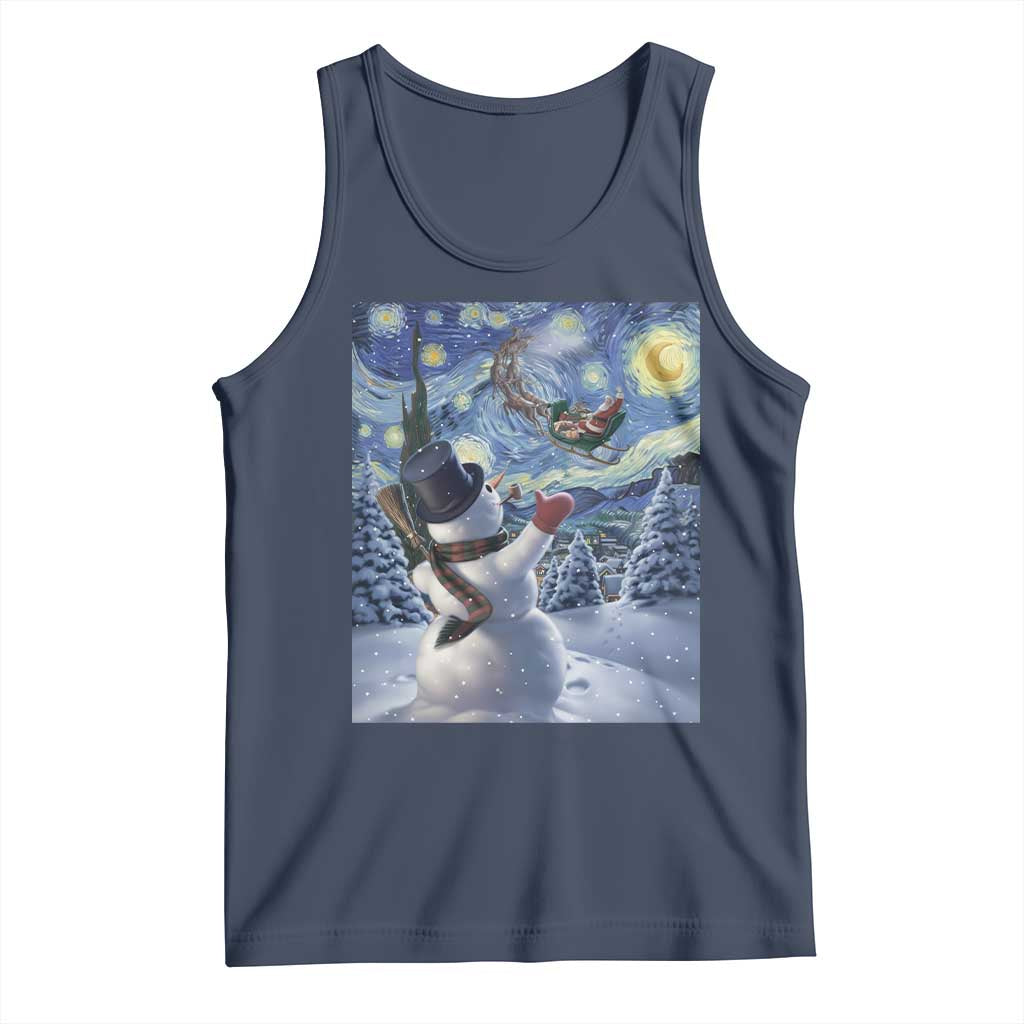 Christmas Snowman Starry Night Tank Top - Wonder Print Shop