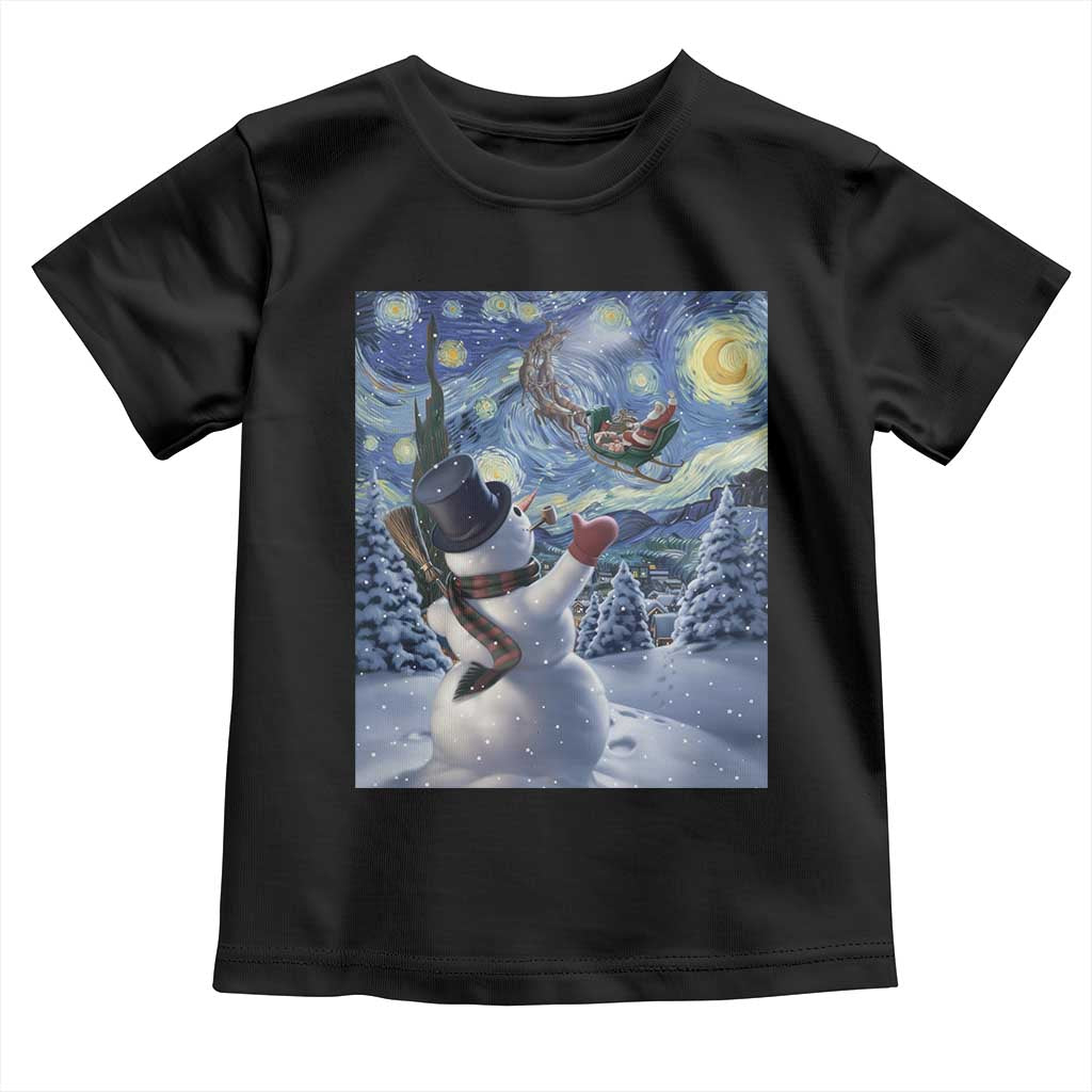 Christmas Snowman Starry Night Toddler T Shirt - Wonder Print Shop