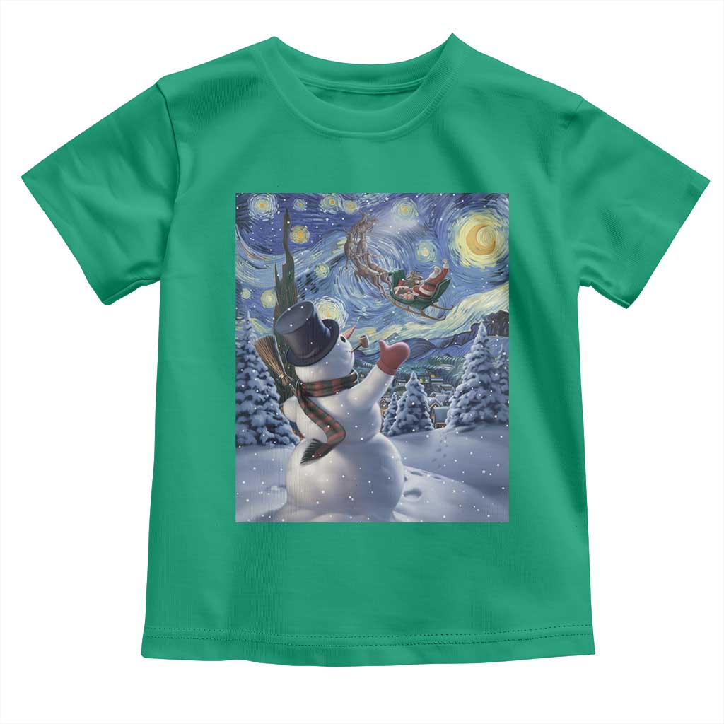 Christmas Snowman Starry Night Toddler T Shirt - Wonder Print Shop