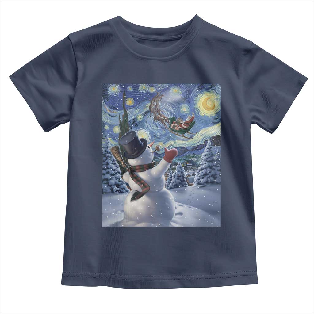 Christmas Snowman Starry Night Toddler T Shirt - Wonder Print Shop