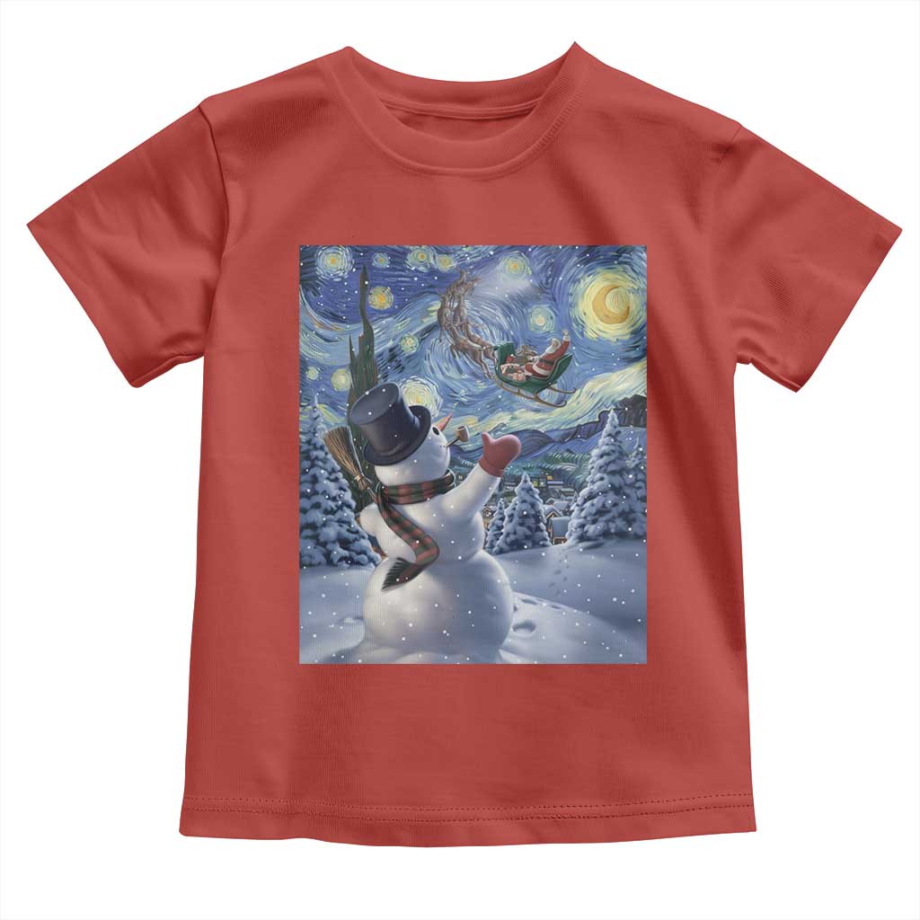 Christmas Snowman Starry Night Toddler T Shirt - Wonder Print Shop