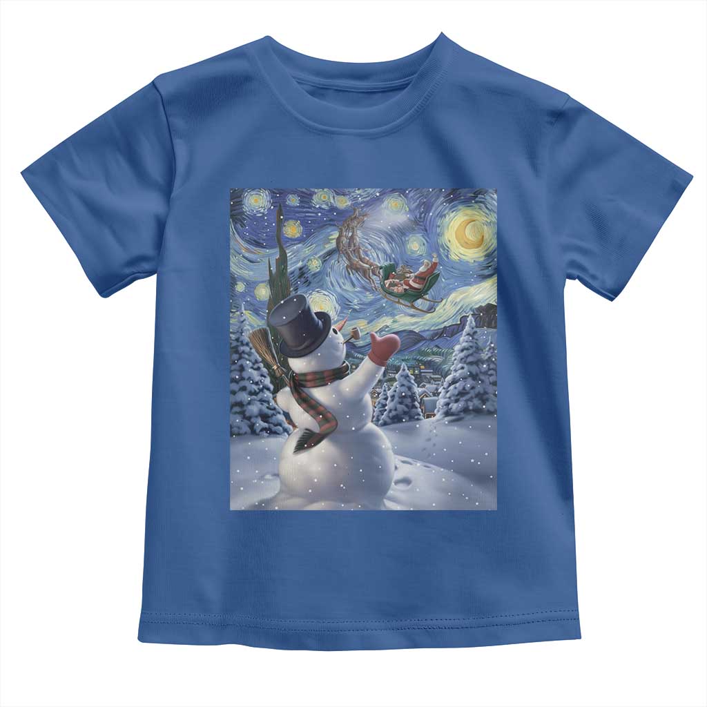 Christmas Snowman Starry Night Toddler T Shirt - Wonder Print Shop