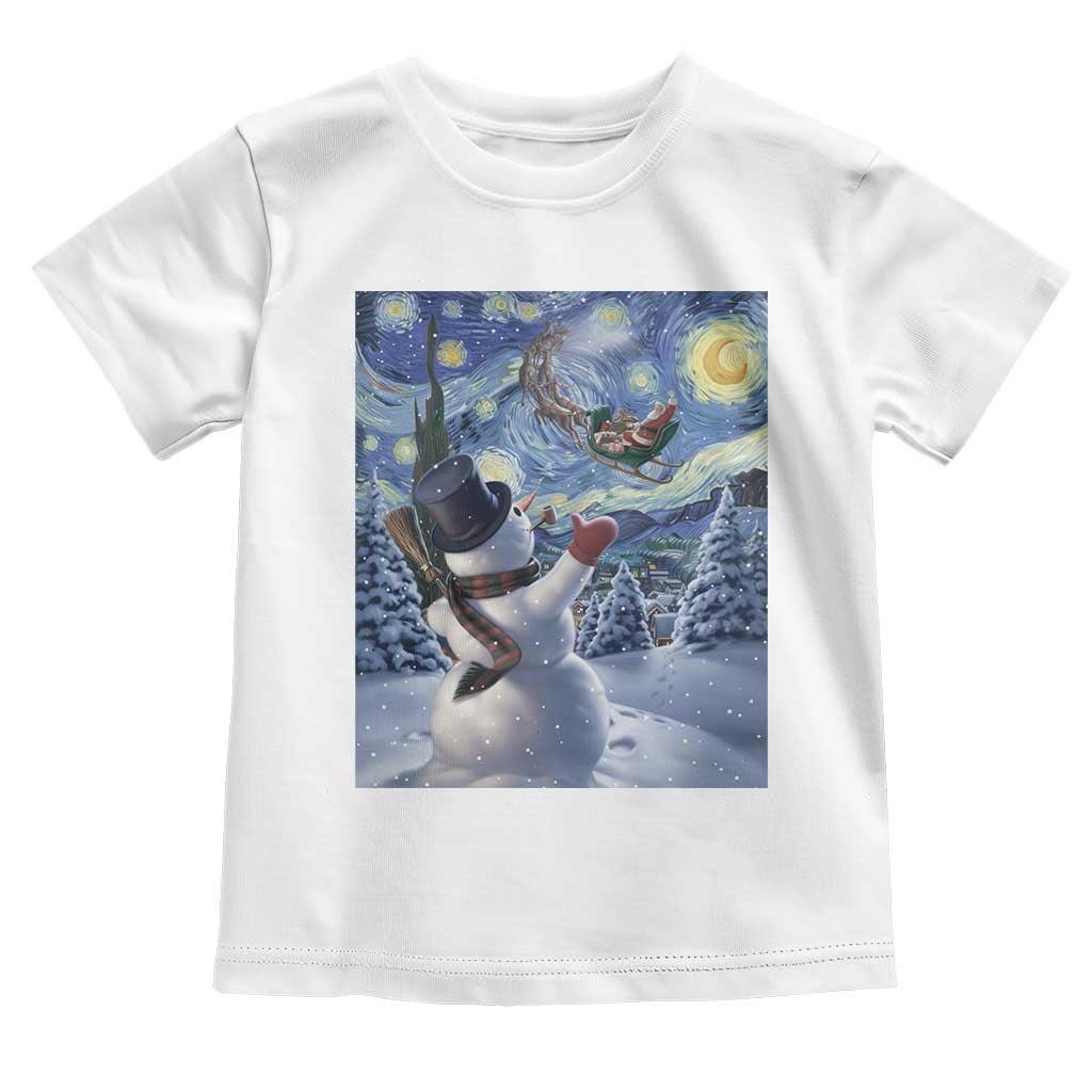 Christmas Snowman Starry Night Toddler T Shirt - Wonder Print Shop