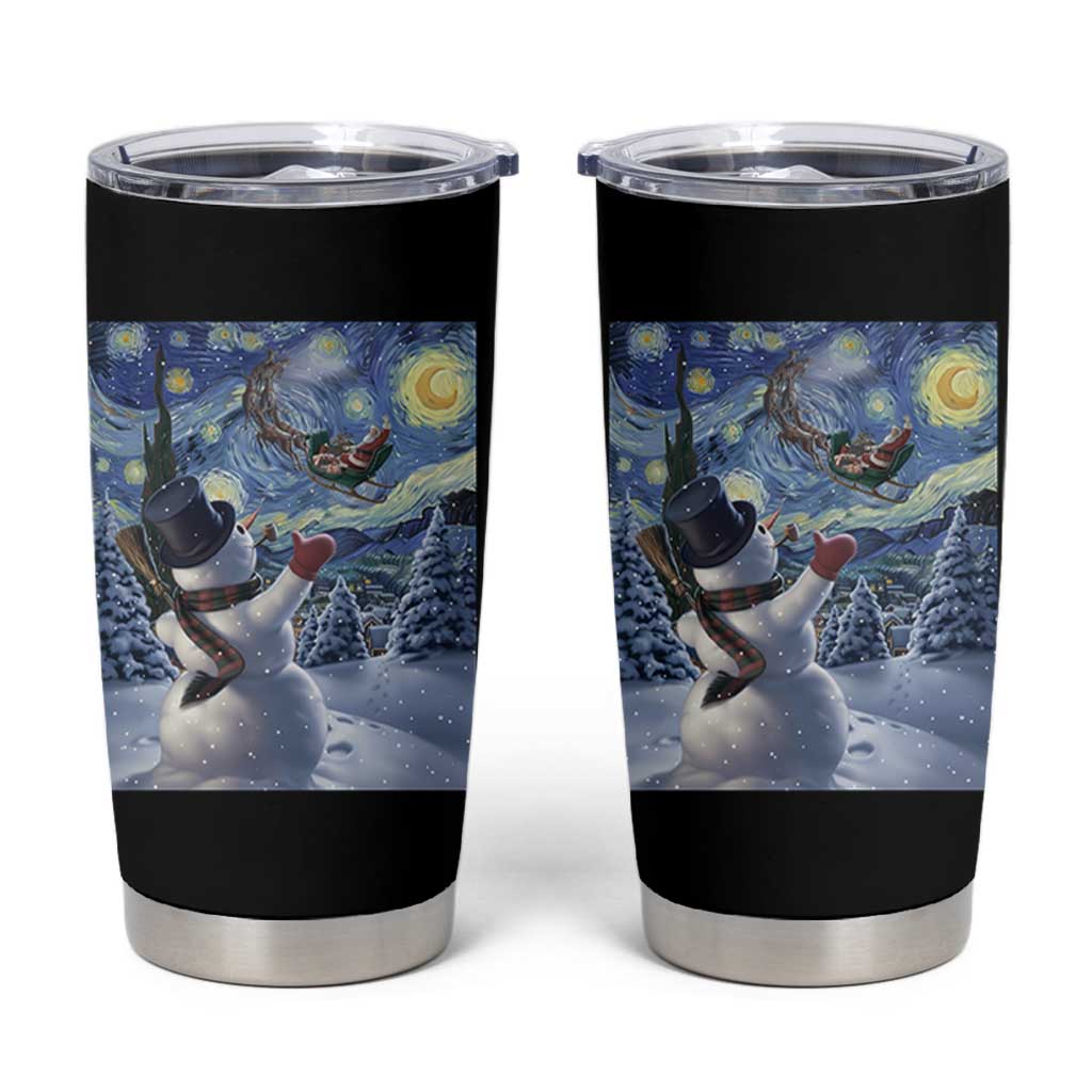 Christmas Snowman Starry Night Tumbler Cup - Wonder Print Shop