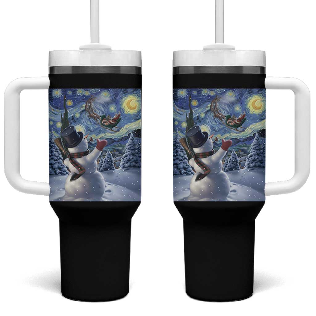 Christmas Snowman Starry Night Tumbler With Handle - Wonder Print Shop