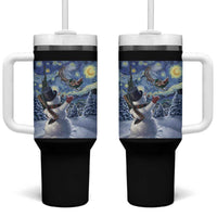 Christmas Snowman Starry Night Tumbler With Handle - Wonder Print Shop