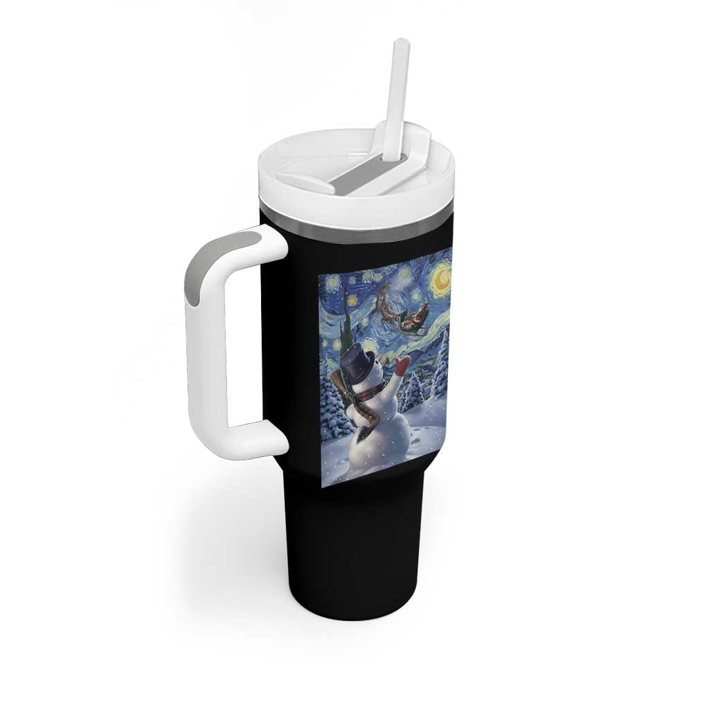 Christmas Snowman Starry Night Tumbler With Handle - Wonder Print Shop