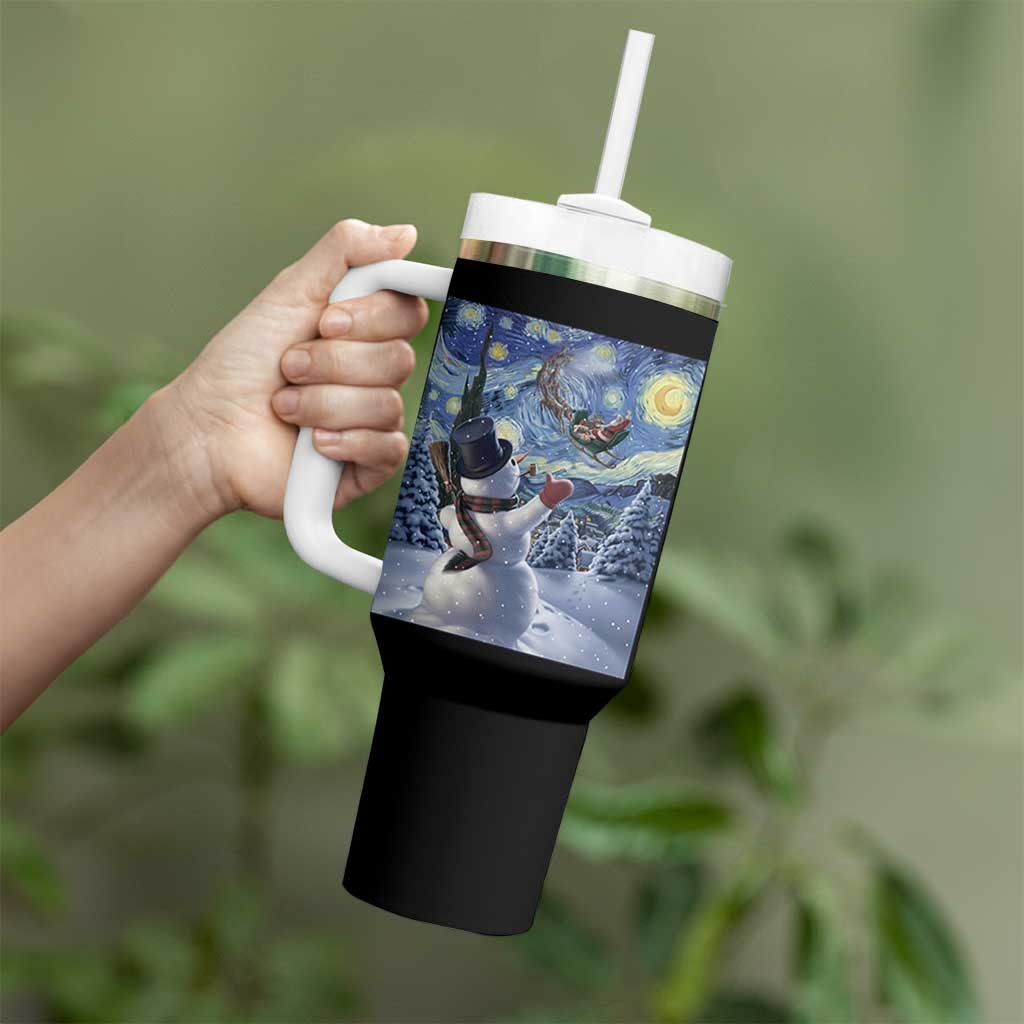 Christmas Snowman Starry Night Tumbler With Handle - Wonder Print Shop