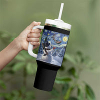 Christmas Snowman Starry Night Tumbler With Handle - Wonder Print Shop