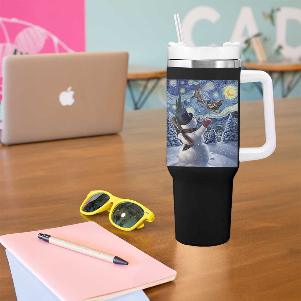Christmas Snowman Starry Night Tumbler With Handle - Wonder Print Shop