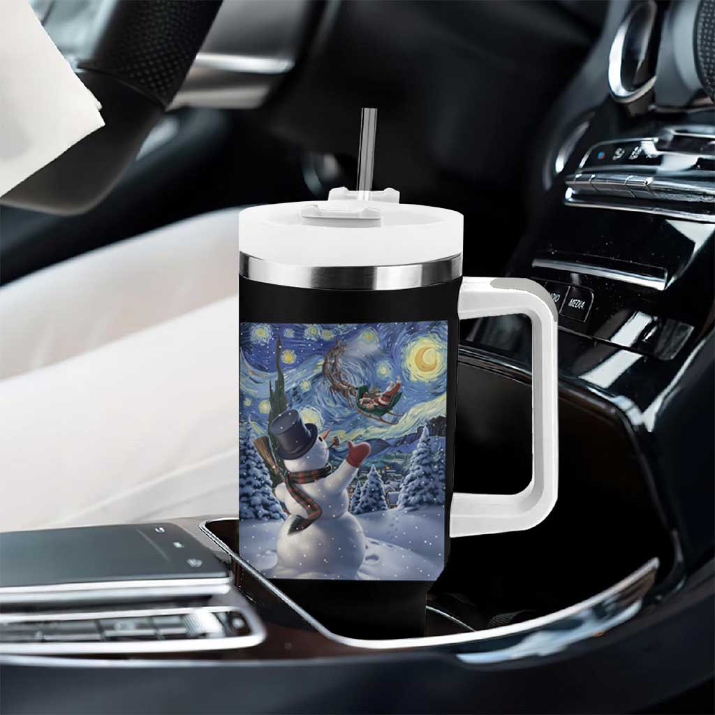 Christmas Snowman Starry Night Tumbler With Handle - Wonder Print Shop