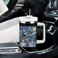 Christmas Snowman Starry Night Tumbler With Handle - Wonder Print Shop