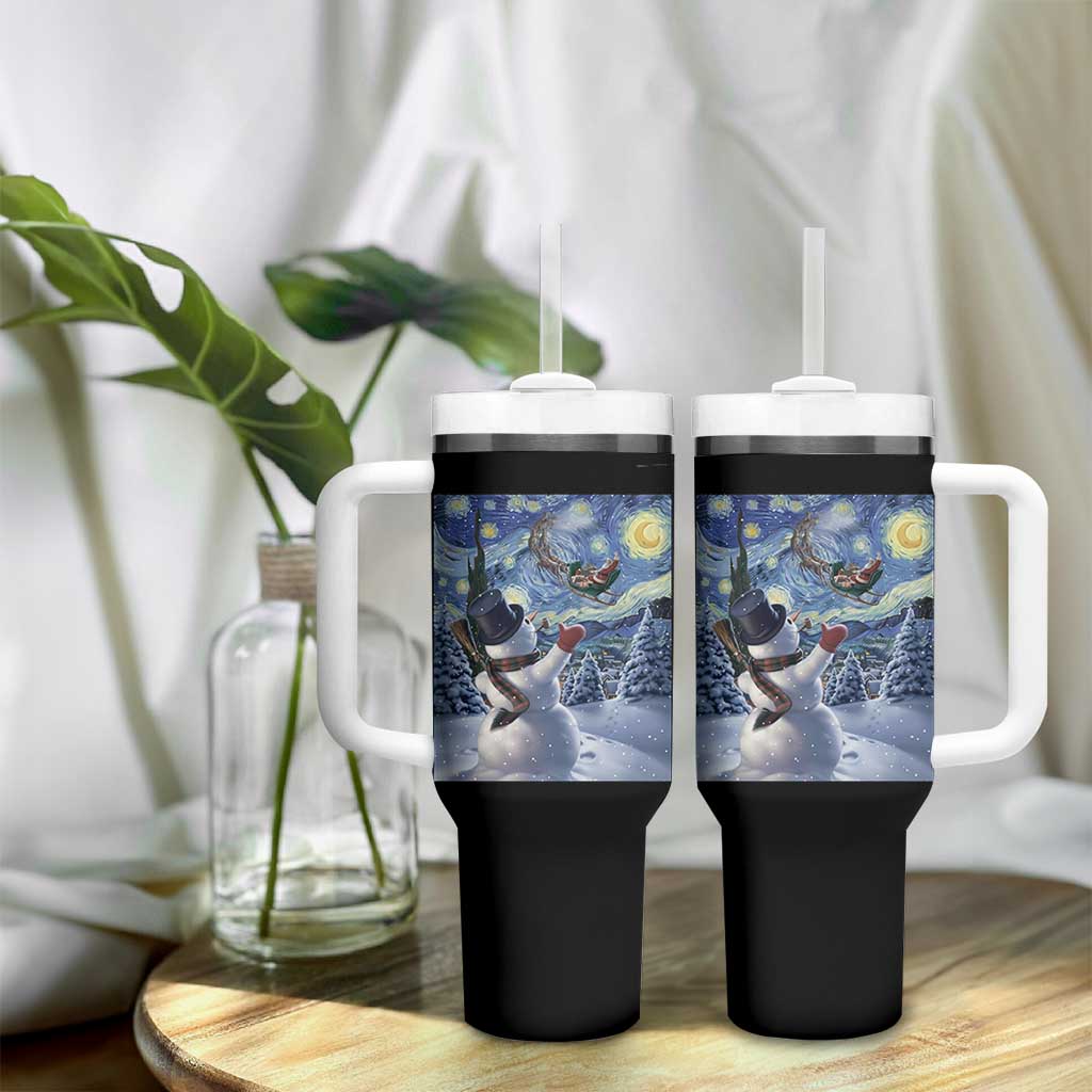 Christmas Snowman Starry Night Tumbler With Handle - Wonder Print Shop