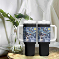 Christmas Snowman Starry Night Tumbler With Handle - Wonder Print Shop