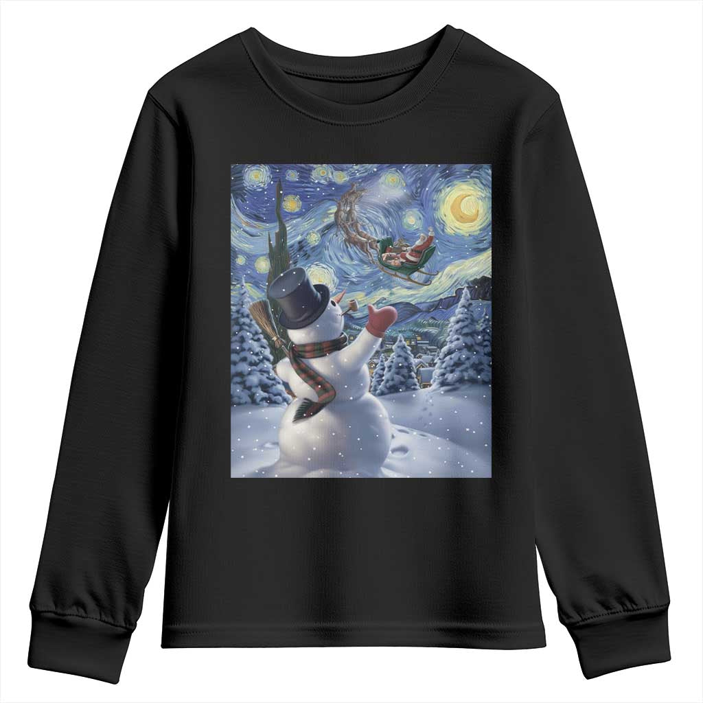 Christmas Snowman Starry Night Youth Sweatshirt - Wonder Print Shop