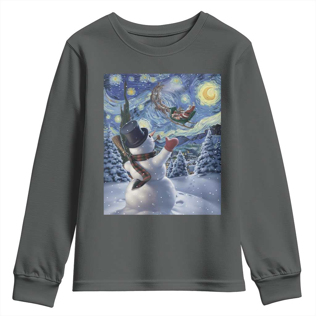 Christmas Snowman Starry Night Youth Sweatshirt - Wonder Print Shop