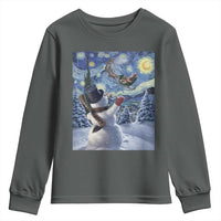 Christmas Snowman Starry Night Youth Sweatshirt - Wonder Print Shop