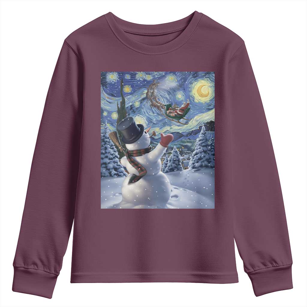 Christmas Snowman Starry Night Youth Sweatshirt - Wonder Print Shop