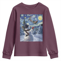 Christmas Snowman Starry Night Youth Sweatshirt - Wonder Print Shop