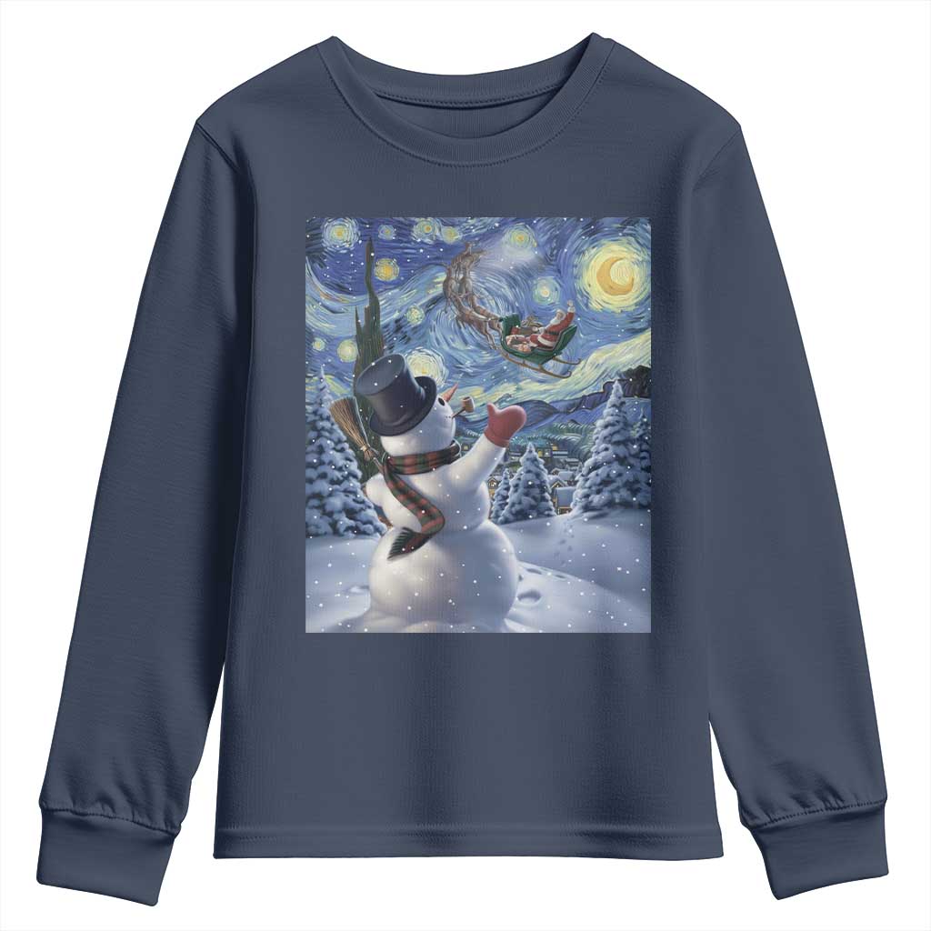 Christmas Snowman Starry Night Youth Sweatshirt - Wonder Print Shop