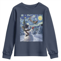 Christmas Snowman Starry Night Youth Sweatshirt - Wonder Print Shop