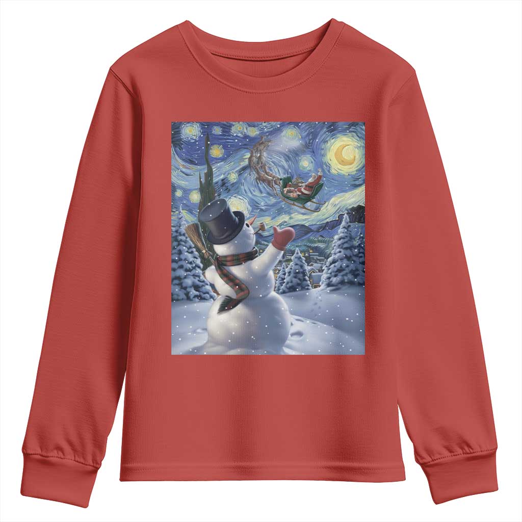 Christmas Snowman Starry Night Youth Sweatshirt - Wonder Print Shop