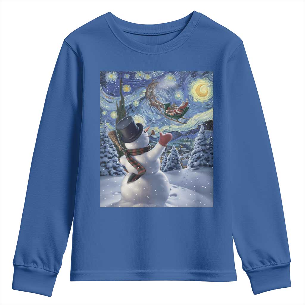 Christmas Snowman Starry Night Youth Sweatshirt - Wonder Print Shop