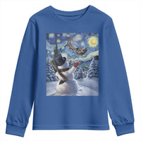 Christmas Snowman Starry Night Youth Sweatshirt - Wonder Print Shop