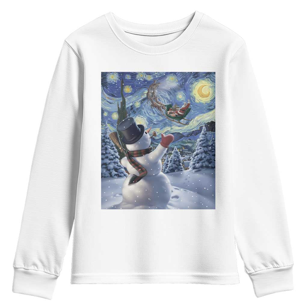Christmas Snowman Starry Night Youth Sweatshirt - Wonder Print Shop