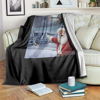 Funny Santa With Bigfoot Selfie Christmas Throw Blanket - Wonder Print Shop